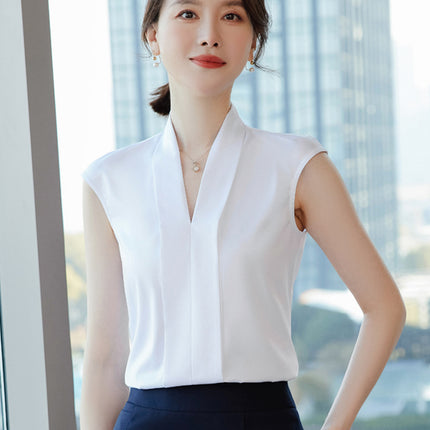 Broadcasting host's suit with women's suit long sleeve shirt base vest formal dress art examination mirror shirt