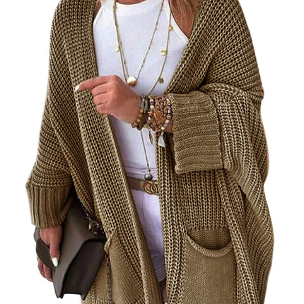Foreign Trade Cross-border Europe and America Amazon temu Factory Sweater Women's Knitted Clear Color Long Sleeve Cardigan Jacket Fashion Autumn and Winter