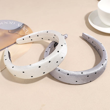 Sweet Polka Dot Series Hairpin Headband Women's New Headband High Crown High-End Satin Hair Press Face Wash Hair Bundle