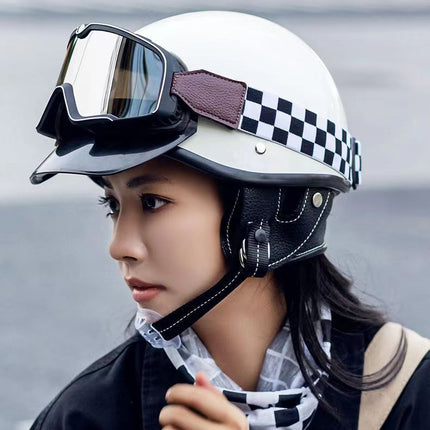 Retro Helmet Motorcycle Half Helmet 3C National Standard Summer Women's Men's Motorcycle Helmet Electric Vehicle Japanese Safety Helmet