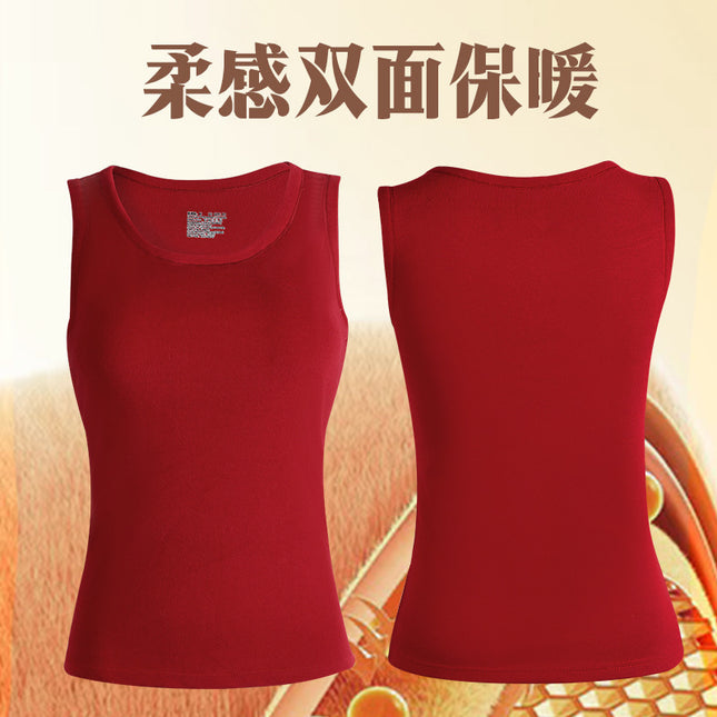 Women's Thermal Vest with Fleece Lining, Thickened Winter Underwear for Cold Protection, Inner Wear, Women's Base Layer Round Neck Vest Top