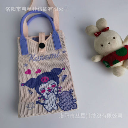 Girl's Heart-Shaped Knitted Crossbody Bag