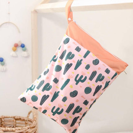 Ins Baby Stroller Storage Hanging Bag Cross-border Hot Selling Baby Diaper Bag Wetbag Dry and Wet Separation 30*40