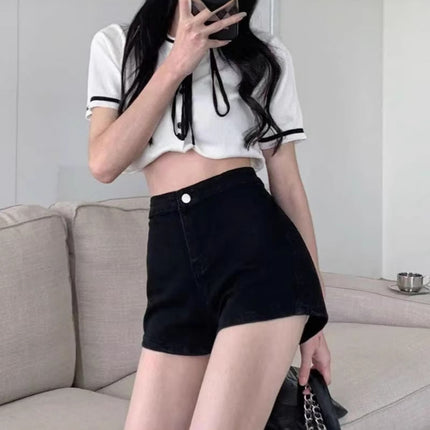 Petite Black Shorts Skinny Jeans Women's Summer Wide-Leg Pants New Hot Girl Hot Pants American Style Small Pants