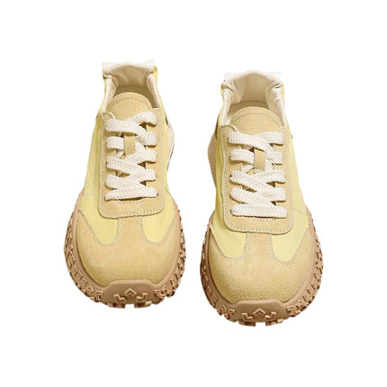 Genuine Leather Retro German Training Shoes for Women 2025 New Spring and Summer Thin Breathable Ballet Forrest Gump Shoes Yellow Casual Sports Shoes