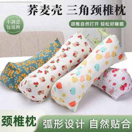 Cervical Spine Pillow Buckwheat Skin Pillow Sleeping Triangle Massage Pillow to Aid Sleep Hard Single Physiotherapy Neck Protection Buckwheat Triangle Pillow