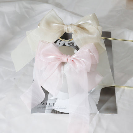 Korean Style Clip Princess Hairpin Organza High-End Hair Spring Clip Headdress Super Fairy Bow Student Hair Accessories