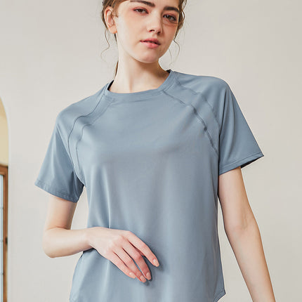 Loose Quick-drying Sports Top Women's Short-sleeved T-shirt Yoga Clothing Breathable Running Training Large Size Slimming Fitness Clothing for Summer