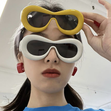 Y2K Hot Girl Sunglasses One-Piece Concave Shape Funny Sunglasses Inflatable Bread Expansion Sunglasses Candy Color Ins