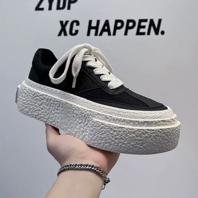 Fashion Trendy Ins Style Sneakers White Shoes Canvas Breathable Thick Sole 5cm Heightening Thick Sole Casual Sneakers Summer Shoes