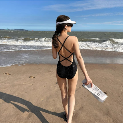 Swimsuit Women's One-Piece Sexy Beautiful Back Korean Style Ins Girls Competition Special Swimming Pool New 2025 High-End Swimsuit