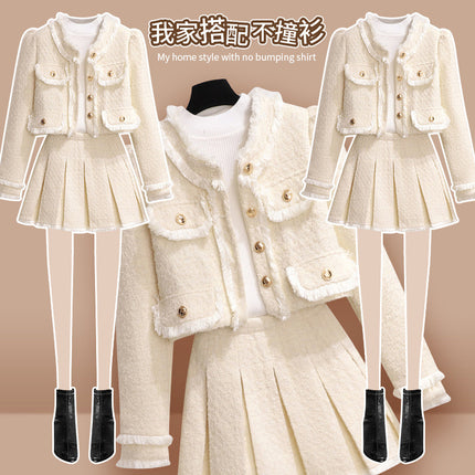 Small Chanel Style Dress Women's Autumn and Winter 2024 New Hot Style Elegant Small Style Small Dress Two-piece Set