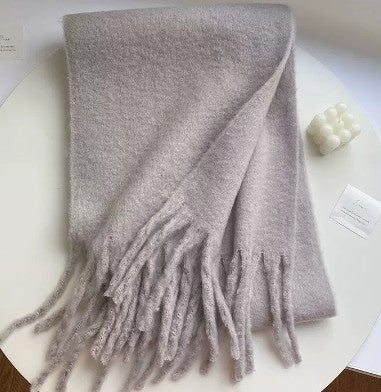 Solid Color Thickened and Extended Scarf for Women, 2026 Autumn and Winter New Korean Style, Versatile Winter Shawl for Students, Pink