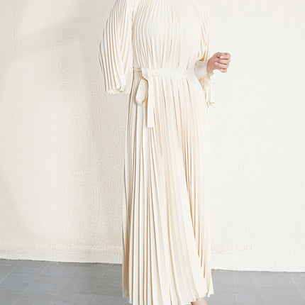 Plus-Size Women's Pleated Dress, Cross-Border Fashion, Elegant, Waist-Cinching, Slimming, High-End Long Dress, Pleated Skirt, Sweet and Fresh