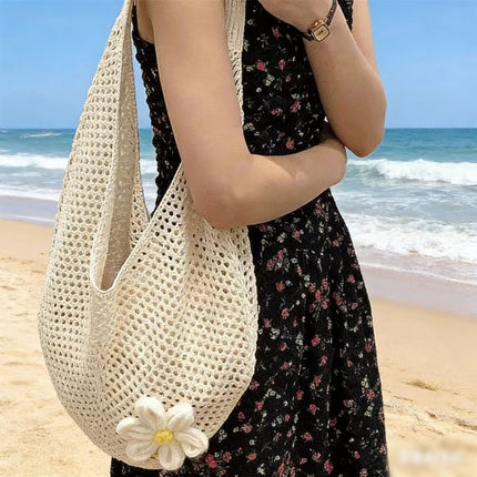 Large-Capacity Bag for Women 2025 New Versatile One-Shoulder Seaside Vacation Beach Bag Woven Straw Commuter Tote Bag