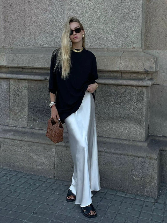 Floor-Length Extended Version for Tall Individuals, 2025 Spring Imported Japanese Triacetate Ankle-Length A-Line Fishtail Skirt