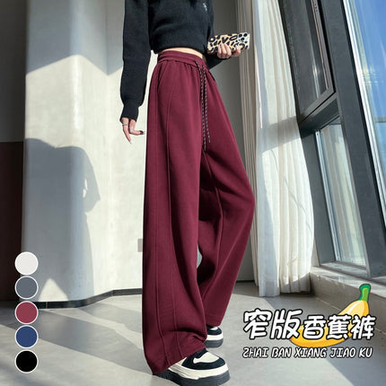 Shisanxing 2026 Autumn/Winter New High-Waisted Slim Fit Banana Pants Wide-Leg Pants Straight Casual Pants Sports Pants for Women