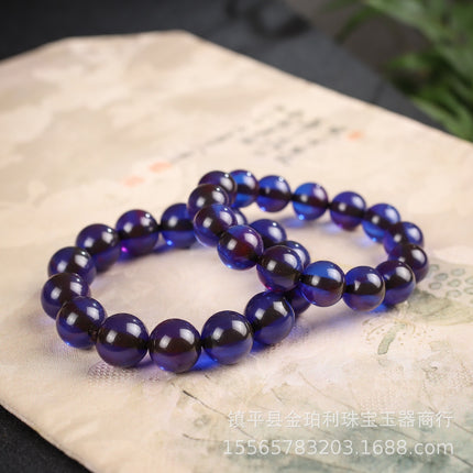 Internet Celebrity Live Supply Gift Smurf Bracelet Beeswax Amber Bracelet Men's and Women's Raw Stone Drop Shipping