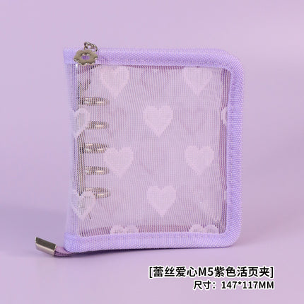 Star-chasing storage loose-leaf hand ledger case zipper bag PVC loose-leaf notebook detachable A5A6M5 small three-hole