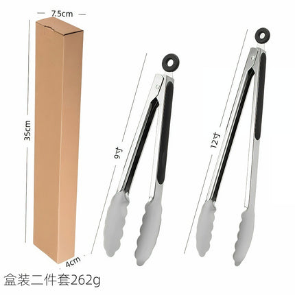 Cross-Border Silicone Clips, High Temperature Resistant Kitchen Anti-Scalding Barbecue Barbecue Clips, Food Clips, Household Stainless Steel Steak Clips