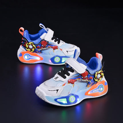 Boys' Sports Shoes 2025 Spring & Fall New Breathable Mesh Casual Led Luminous Boys' Running Student Shoes