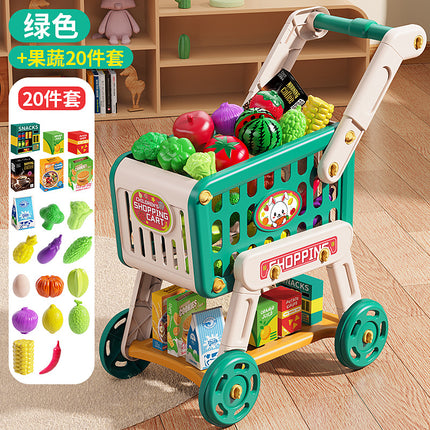 Cross-border Children's Play Home Simulation Shopping Cart Toy Baby Trolley Fruit Supermarket Boys and Girls