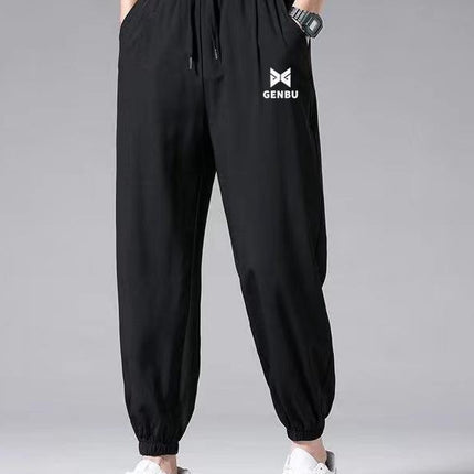Summer Fashion Versatile Harem Pants Hong Kong Style Ribbed Jogger Pants Men's Durable Casual Pants Breathable Thin Sports Pants