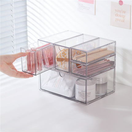 Desktop Cosmetics Storage Box Acrylic Drawer Lipstick Makeup Brush Box Transparent Dressing Table Skin Care Storage Rack