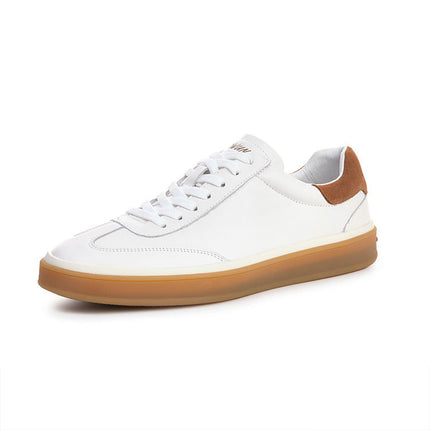 Genuine Leather White Shoes Men's Top Layer Cowhide Fashionable Retro Beef Sole Sports German Training Shoes Flat Comfortable Casual Sneakers