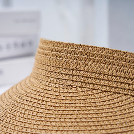 Amazon Hot Selling Straw Hat Women's Empty Top Straw Hat Rollable Adjustable Empty Top Straw Hat Duck Tongue Folding Straw Hat