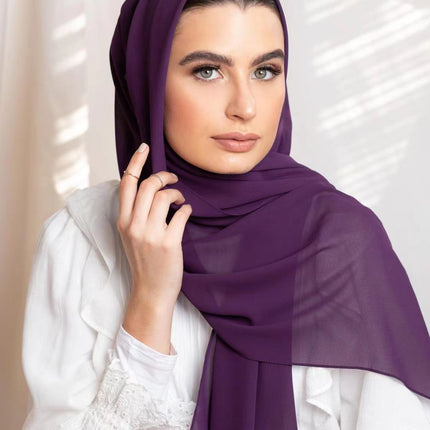 Solid Color Single Color Pearl Chiffon Scarf Malaysia Hot Selling Long Scarf Scarf Shawl Export Malaysia