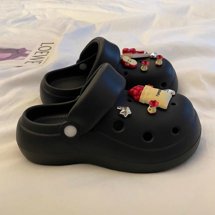 DIY Niche Thick-Soled Clogs for Women 2026 Summer Ultra-Comfortable Beach Non-Slip Odor-Resistant Closed-Toe Slippers for Outdoor Wear