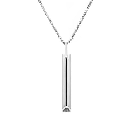 Cross-border Amazon Hot Sale Stainless Steel Whistle Decompression Anxiety Meditation Mindfulness Breathing Yoga Titanium Steel Pendant Necklace