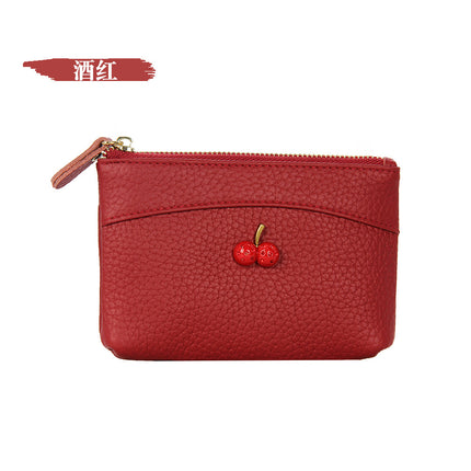 First Layer Cowhide European and American Little Bee Women's Zipper Genuine Leather Coin Purse Genuine Leather Key Ring Bag Mini Coin Bag