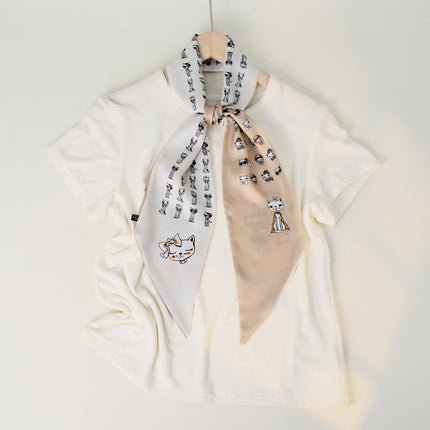 2025 European and American-style Beveled Silk Scarf Cross-border Silk Cashew Dot Long High-end Ribbon Scarf Women's Belt
