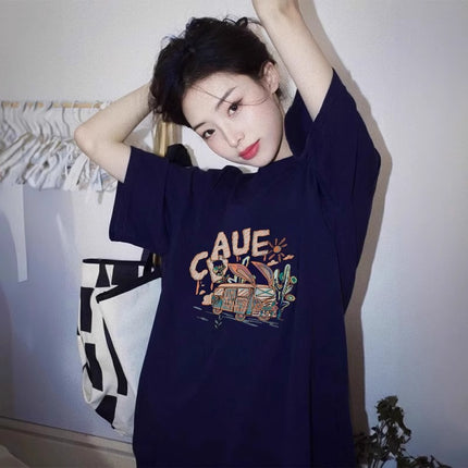 Black Short-Sleeved T-Shirt for Women 2026 New Pure Cotton Summer Design Half-Sleeved Loose American Style Lazy Chic Top