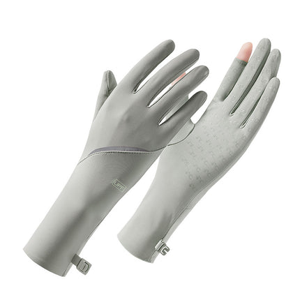 Sun Protection Gloves for Women, Uv Protection, Summer Thin Style, Two-Finger Leakage, Ice Silk, Non-Slip, Electric Bike Riding, Touch Screen, Breathable