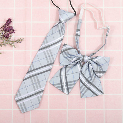 Japanese and Korean striped jk/dk college style men's and women's red cyanotic gray blue shirt accessories tie-free collar set