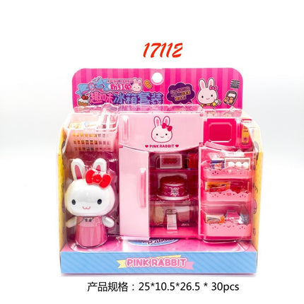 One-word pink rabbit kitchen refrigerator cake dessert shop girl simulation play house toys wholesale mini notebook