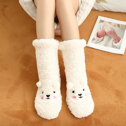 Lamb Wool Socks for Women, Thickened for Warmth, Foot Warmers for Sleeping in Bed in Winter, Home Dormitory Anti-Slip Socks