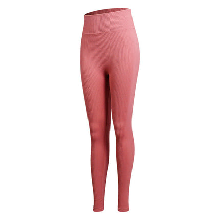 New Sports Yoga Pants for Women with Vertical Stripes, Running, Fitness, High-Waisted, Tummy-Tightening, Butt-Lifting, Seamless Slim-Fitting Sports Tights