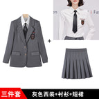 Gray suit + shirt + skirt / S