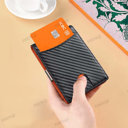 Cross-border Gold Clip Men's Wallet RFID Anti-theft Brush Zipper Coin Bag Carbon Fiber Wallet Wallet
