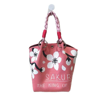 Korean Style New Ins Knot Handbag Spring and Autumn Portable Bucket Bag Travel All-match Small Large Capacity Handbag