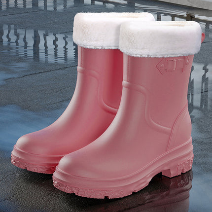 2025 Pvc Outdoor Car Wash Cleaning Rain Boots for Women, Mid-Calf Waterproof Shoes, Low Heel, Wear-Resistant, Non-Slip, Rainproof