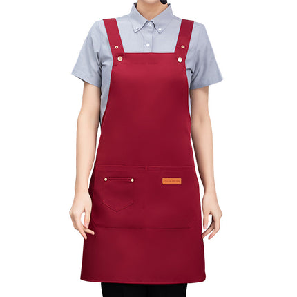 Red Apron for Weddings and Celebrations, Customized with Logo Printing, Suitable for Wedding Banquets, Festive Workwear, and as a Helper Apron