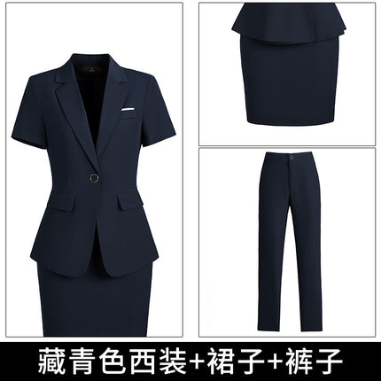 [Autumn Wear] Professional suit Female Temperament Workwear Goddess Fan Hotel Manager Short-sleeved Suit Summer Work Clothes