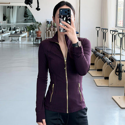 Lu's Spring Yoga Wear Defina Stand Collar Jacket Top Women's Sports Slimming Look Brushed Jacket
