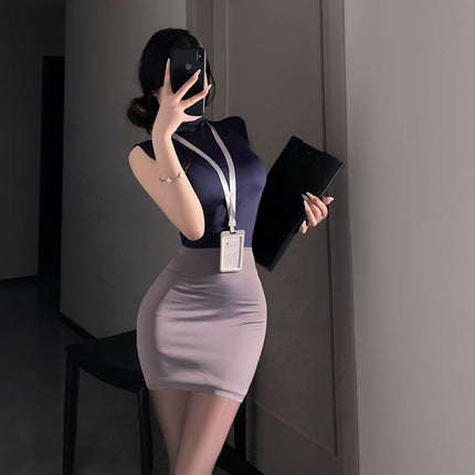 Pure Desire Royal Sister Ol Secretary Outfit Cosplay Teacher Office Uniform Set Bodycon Nightdress High-End Feel