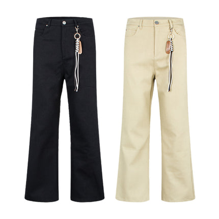 Woven Rope Decoration Retro Simple Dress Pants Workwear Loose Pleated Drape Flared Cleanfit Slimming Casual Pants
